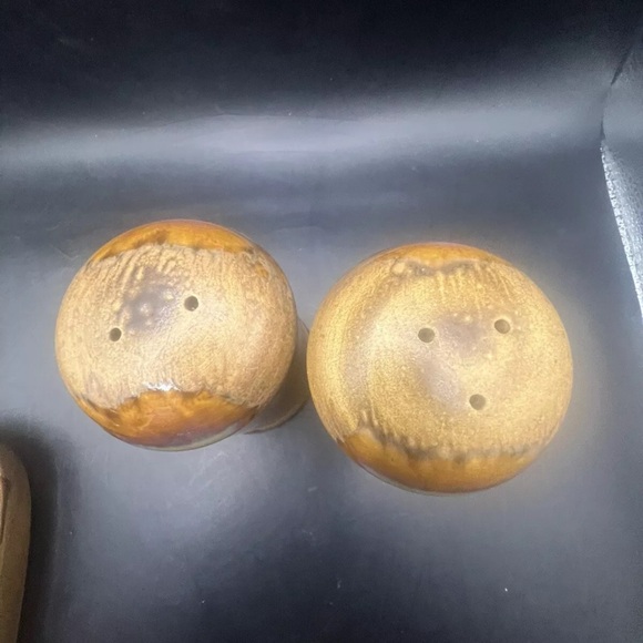 Rustic Brown Ceramic Salt and Pepper Shakers with Butter Dish - Picture 3 of 16